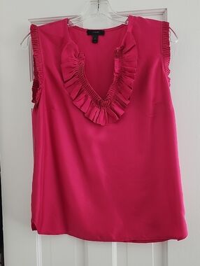 J. Crew Hot Pink Ruffle V-Neck Sleeveless Camisole